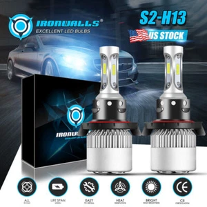 2x H13 9008 LED Headlights Bulbs Hi-Low Beam Conversion Kits Replace Halogen - Foto 1 di 12
