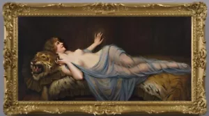 Handmade Old Master-Art Antique Oil Painting female nude girl on Canvas 24"x48" - Picture 1 of 2