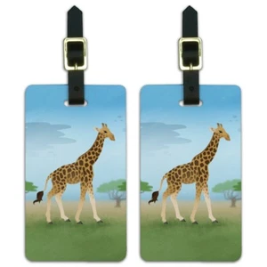 Giraffe in Africa Luggage ID Tags Suitcase Carry-On Cards - Set of 2 - Picture 1 of 3