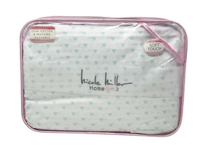 Nicole Miller FULL Aquamarine Heart Arrow 1 Fitted Sheet & 1 Std Pillowcase NEW - Picture 1 of 1