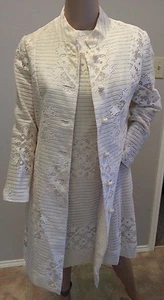 Vintage Jacke Kleid 50er 60er Jahre 2-teilig creme Blumen Spitze - Bild 1 von 7