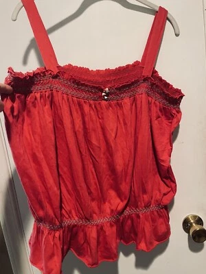 Camiseta sin mangas DKNY Jeans Y2K Rosa Babydoll Estilo Bordado Burbuja Talla XL Foto 1 de 4