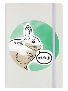 Wanker - Cream A5 Hard Cover Notebooks, Cute But Abusive, Rude Rabbit Insulting - Picture 1 of 4