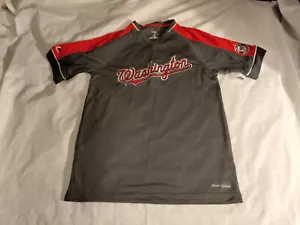 Pulóver de béisbol mediano gris y rojo de los Washington Nationals MLB con camisa rizada - Imagen 1 de 8