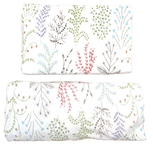LL BEAN Flanell Laken Set Queen Flach & Spannbetttuch Botanisch Blumen 100% Baumwolle - Bild 1 von 5