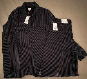 A New Day Black/ White Striped Wide Leg Pants 4R And Medium Jacket - Picture 1 of 7