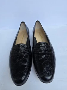 Salvatore Ferragamo Boutique Brown Croc Leather Women’s Flats Loafers Sz 10 B - Picture 1 of 11