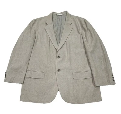 Perry Ellis Tan Beige Linen Blend 2 Button Jacket Blazer Size 42R Beachy Coastal - Image 1 of 4