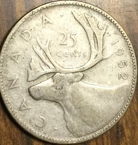 1952 CANADA SILVER 25 CENTS COIN - Picture 1 of 2