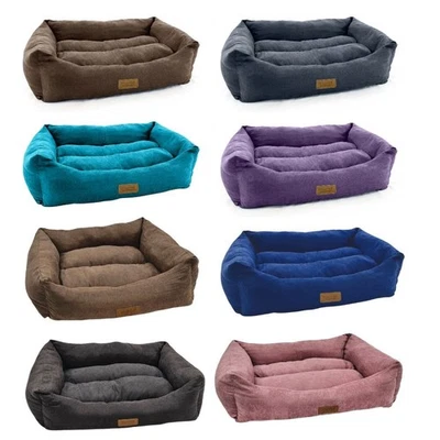 HugglePets Dog Bed Lounger Luxury Soft Plush Stylish Rectangular Pet Sleep Box - Image 1 of 4