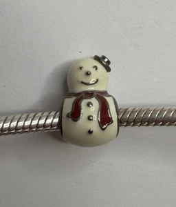 Authentic Pandora Sterling Silver HAPPY SNOWMAN Enamel Charm #791406ENMX - Picture 1 of 3
