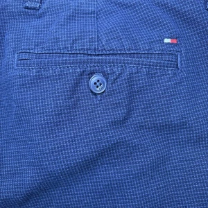 Tommy Hilfiger Mens Navy Blue Plaid Flat Front Straight Cotton Chino Pants 34x28 - Picture 1 of 10