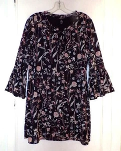 VESTIDO CORTO DE PUNTO FLORAL NEGRO STYLE & CO o TÚNICA Talla M - Imagen 1 de 4