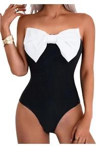 WDIRARA  Medium Women's Bowknot Strapless One Piece Swimsuit Bow - Picture 1 of 5