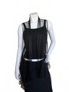 Transparentes schwarzes ärmelloses Overlay Mesh Top Gr. S - Bild 1 von 4