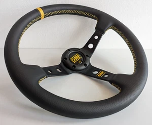 Lenkrad Deep Dish Leder Sport Racing Drifting 350mm gelb - Bild 1 von 11