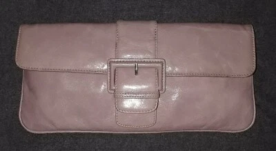 HOBO INTERNATIONAL AUDREY Distressed Glazed PINK/MAUVE Lethr Clutch Wrist Wallet - Image 1 of 4