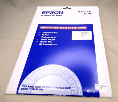 Epson Premium Semigloss Inkjet Photo Paper8.5"x11" (20sheets) - Image 1 of 2