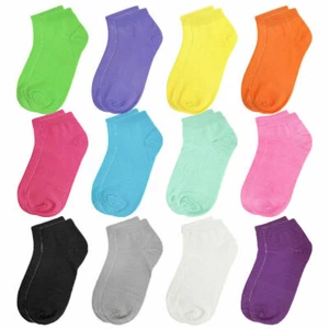 12 Pairs Assorted Color Women Ankle Socks - Picture 1 of 31
