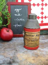 Small Antique Pantry Tin Canister Red Calico Buttermilk Label Tin Spoon