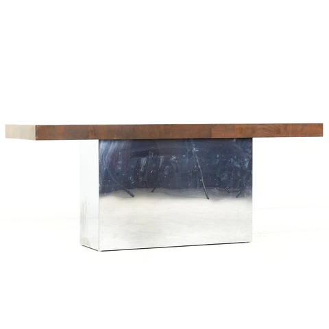 Modern Hill Furniture offers this Milo Baughman Mid Century Burlwood and Chrome Cover