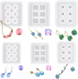 Beads Resin Molds with Hole, 6 Pcs Sphere Square Diamond Bead with Holes Silicon - Picture 1 of 4