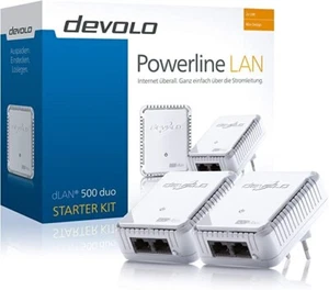 2 X Devolo dLAN 500 Duo PowerLAN-Adapter (2x LAN Port, 500 Mbit/s) STARTER KIT - Bild 1 von 3