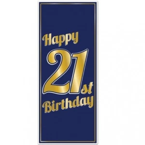Happy 21st Birthday Door Cover Plastic 30" x 6' 21st Birthday Decorations - Picture 1 of 1