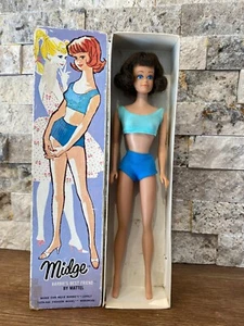 1962 Mattel Barbie Doll Midge with Pedestal Brunette No. 860 NEW in Box Japan - Picture 1 of 8