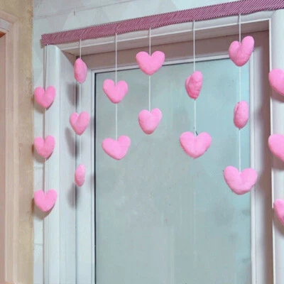 Linda cortina de puerta de felpa peluda en forma de corazón dulce decoración de habitación de bebé adolescente niña Foto 1 de 4