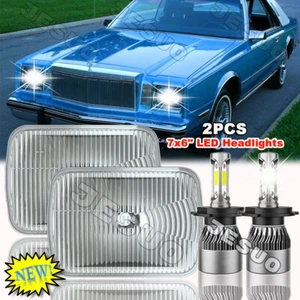 For Chrysler Cordoba 1980-83 Pair 7x6" Square LED Headlights Hi/Lo Beam DRL Lamp - Picture 1 of 16