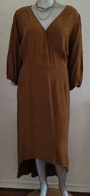 NOVO VESTIDO PLUS FEMININO AVA & VIV HI~BAIXO Tamanho 3X Cintura Elástica Envoltório Falso Manga 3/4 - Imagem 1 de 4