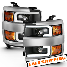 ANZO Black LED U-Bar Projector Headlights for 15-18 Chevy Silverado 3500 HD