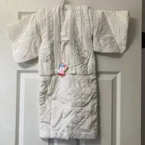 VTG Children’s Authentic Kimono Teijin Limited Quilted White Pink Roses New - Picture 1 of 9