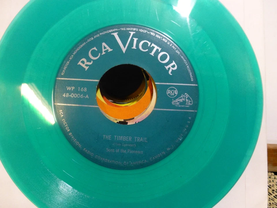 SONS OF PIONEERS THE TIMBER TRAIL & TREES  GREEN TRANSLUCENT VG+    45 - Image 1 of 1