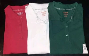 XL 14/16 3 LOT Girls Cat Jack Collared Uniform Polo Shirt Red Green White Target - Picture 1 of 23