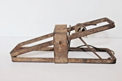 Early 1900s Steel 8" Long Working Rat/Small Rodent Spring Trap Fully Functional - Image 1 of 4
