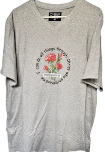Cyberwear Spiritual T-Shirt Soft Gray "I can do All Things Through Christ" XXL - Picture 1 of 3