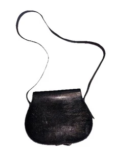 Vintage Mark Cross Black Pebbled Leather Crossbody Bag Purse Made in Italy - Picture 1 of 19