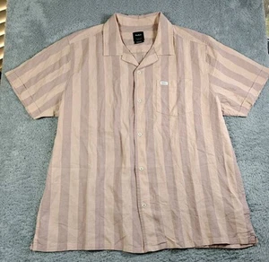 RVCA Vertical Striped Stripes Short Sleeve Woven Button Down Up Shirt Mens XL - Picture 1 of 6