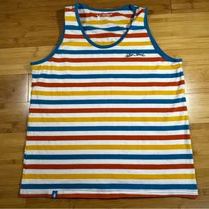 Camiseta sin mangas Dutch Bros café rayas multicolor logotipo mediana - Imagen 1 de 9