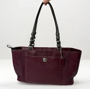 Borsa a tracolla Coach Chelsea F10892 vintage in pelle ciottolata borsa a mano bordeaux - Foto 1 di 10
