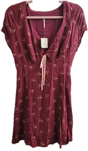 Free People Everyone’s Favorite Mini Dress Earth Red Combo NWT M OB2017241 - Picture 1 of 10