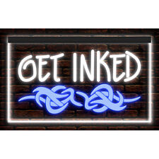 DC100010 Get Inked OPEN Tattoo Studio Shop Dual Color LED Night Light Neon Sign