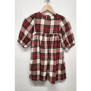 Hanna Anderson Tartan Plaid Flannel Cotton Dress, Size 6-7 In Red/White/Green - Picture 1 of 11