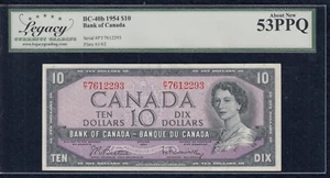 1954 Bank of Canada $10 Banknote - BC-40b - Legacy AU53PPQ - SN:P/T7612293  A19 - Picture 1 of 2