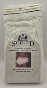 Vintage Stafford Comfort Collection 3 Pair Mid-Rise Briefs Wht M 32-34 Read Decp - Picture 1 of 7