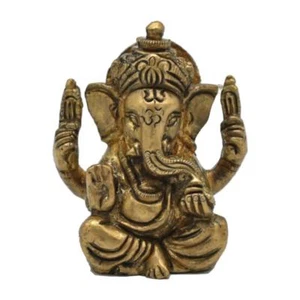 Statua Ganesha Ottone Statuina Buonauspicio Divinità Buddhista Induista Elefante - Imagen 1 de 1