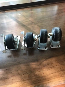 SET/4 SHEPHERD 9509 433-004 2" HARD RUBBER SWIVEL PLATE WHEEL CASTERS w/ BRAKES - Picture 1 of 4