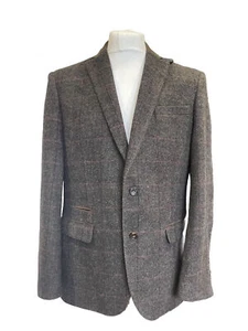 HARRY BROWN Brown Grey Check Blazer Jacket 42’ Chest Heritage Tweed Style - Picture 1 of 11
